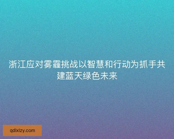 浙江应对雾霾挑战以智慧和行动为抓手共建蓝天绿色未来